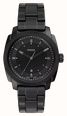 Fossil Machine 41 mm Three-Hand Date Black Stainless Steel Watch FS6186