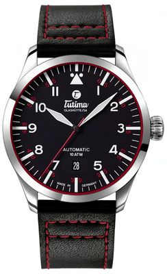Tutima Glashütte Flieger Automatic (41mm) Velvet-Black Dial / Black Leather Strap 6105-01