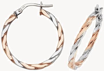Treasure House 9ct Rose/White Gold 20mm Hoop Earrings ER1041RW-20