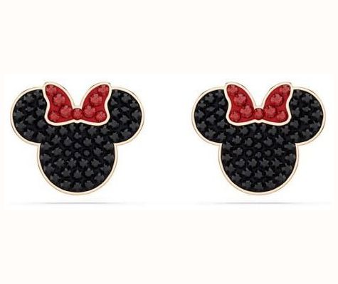 Swarovski Mickey and Minnie Black Stone Logo Stud Earrings 5737561