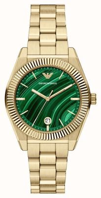 Emporio Armani Federico (37mm) Green Dial / Gold PVD Stainless Steel Bracelet AR11759