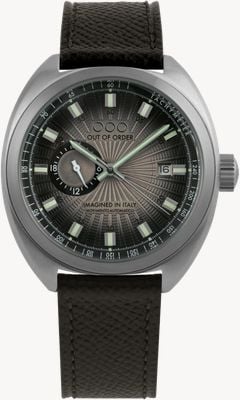 Out Of Order Torpedine Dune Automatic (42mm) Sand-Toned Guilloché Dial / Black Leather Strap Watch OOO.001-31.BE.GU