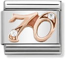 Nomination Classic 70 Charm Steel Zircon And 9ct Rose Gold Charm 430315/70