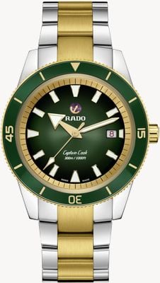 RADO Captain Cook Automatic (42mm) Green Dial / 3-Link Two-Tone Stainless Steel Bracelet Watch R32138303