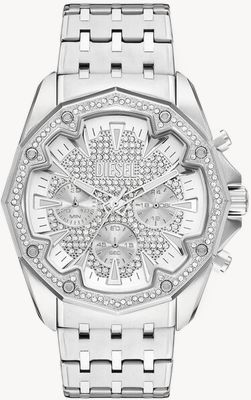 Diesel Stinger Pavé Chronograph (46mm) Silver Pavé Dial / Stainless Steel Bracelet DZ4734