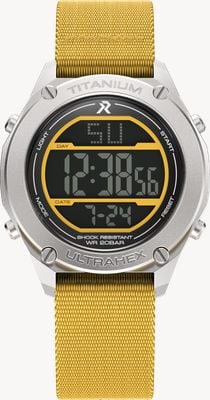 RZE UTD-8000 Multi-Function (42mm) Negative Display / Yellow Elastic Nylon Strap Watch UTD-43-MYN