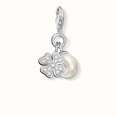 Thomas Sabo Cloverleaf Charm White 925 Sterling Silver/ Freshwater Pearl/ Zirconia 0831-167-14