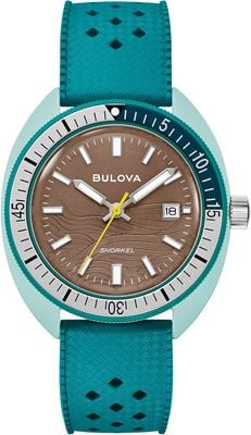 Bulova Snorkel 'Sea Turtle' (41mm) Brown Wave Dial / Green Perforated Rubber Strap 98B446