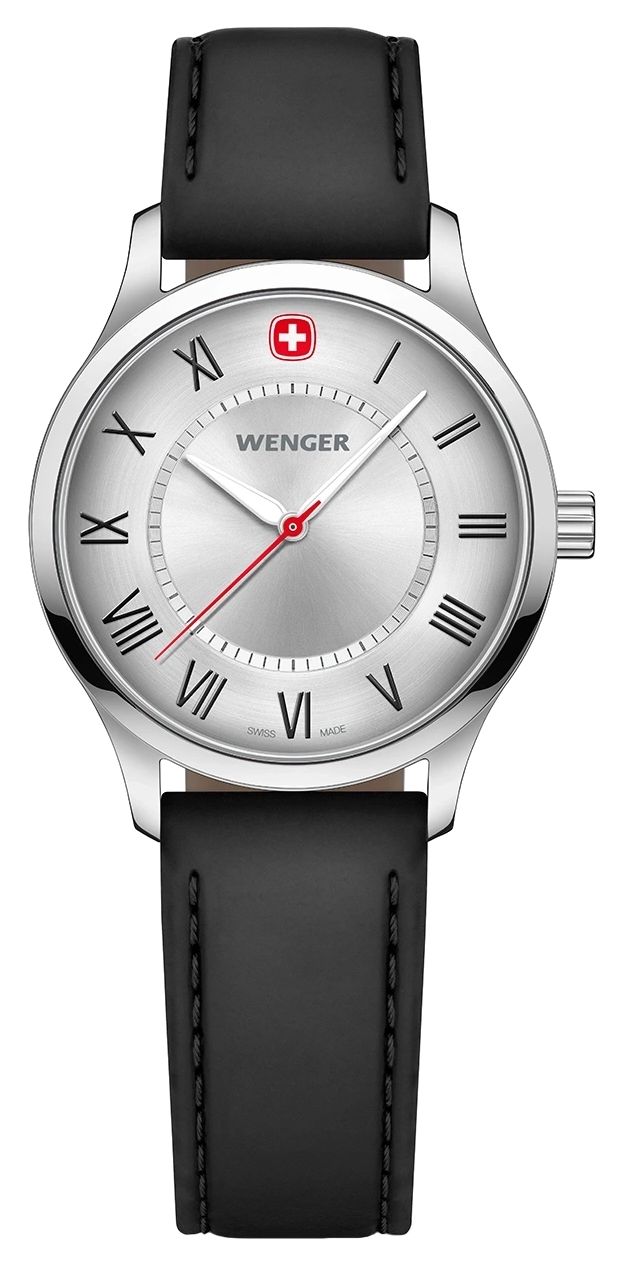 Photos - Wrist Watch Wenger 01.1421.124 City Classic Quartz Silver Dial / Watch Black,Silver 01.1421.124 (34mm)