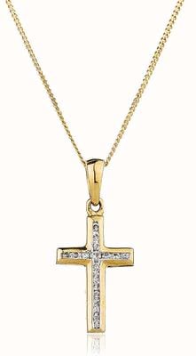 0.14ct Diamond (G SI1) 9ct Yellow Gold Cross Pendant DC1725(YG)