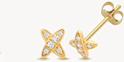 9CT YEL GOLD CZ " X " STUD Earrings ES2172