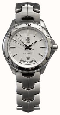Pre-owned Tag Heuer LINK Day/Date Automatic (42mm) White Dial / Stainless Steel Bracelet J12300