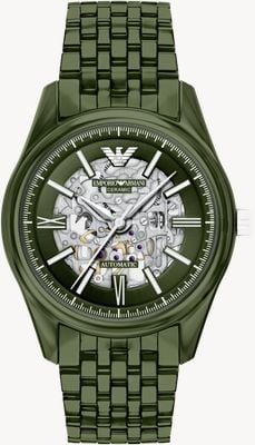 Emporio Armani Ceramic Automatic (43mm) Skeleton Dial / Green Ceramic Bracelet AR60100
