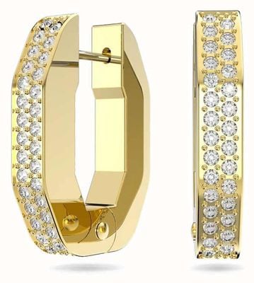 Swarovski Dextera Hoop Earrings | Octangle | 18ct Gold Finish | White Stones 5626084