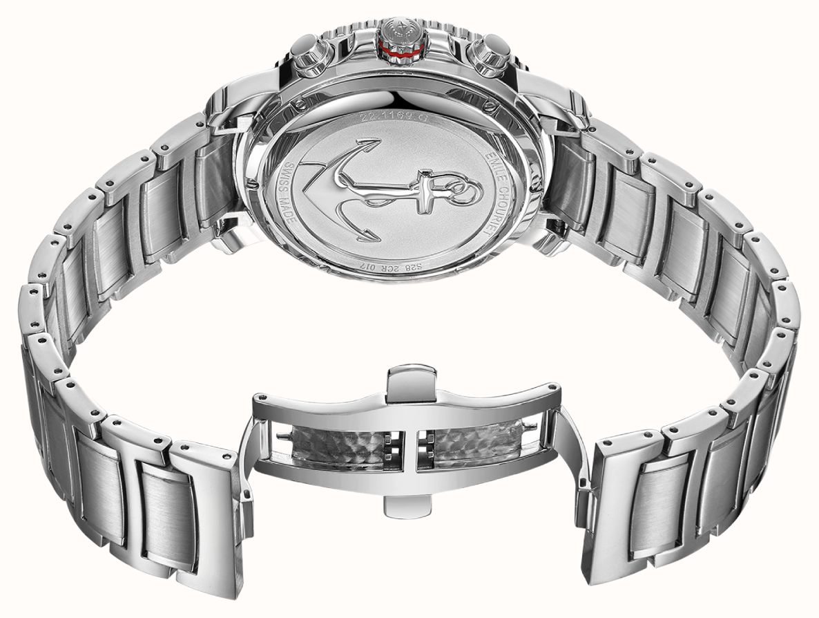 Emile Chouriet Challenger Deep Automatic Chronograph (43.5mm) Black Sunray Dial / Stainless Steel Bracelet 22.1169.G.6.AW.59.6 - alternate view 3