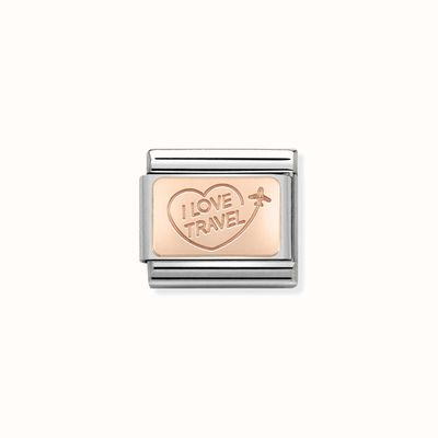 Nomination Composable Classic SYMBOLS PLATEs 1 St.steel And 9k Rose Gold I LOVE TRAVEL 430110/02