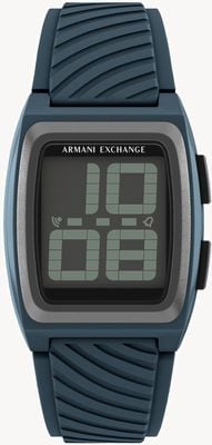 Armani Exchange Digital Multi-Function (42mm) Negative Display / Blue Silicone Strap AX2970