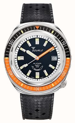 Squale 2001 Heritage Michel Laval Limited Edition (40mm) Black Dial / Black Rubber Strap 2001LAVAL.HT