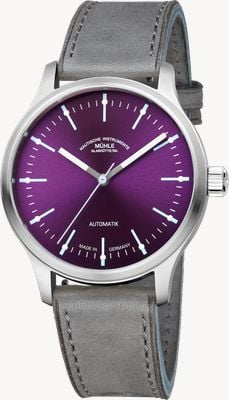 Mühle Glashütte Panova Violet Automatic (40mm) Violet Sunray Dial / Grey Leather Strap M1-40-78-1-LB-V