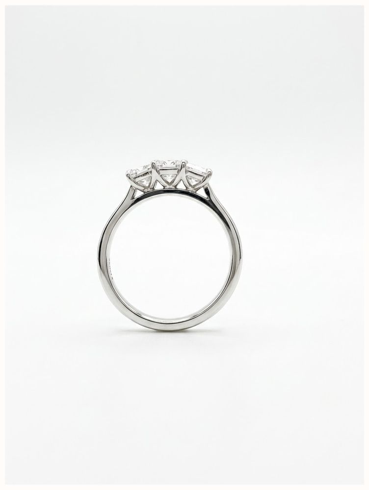 Princess Natural Diamond 18ct White Gold Trilogy Ring JM1372 - alternate view 3
