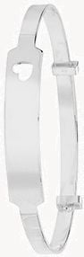 Treasure House Silver ID Style Heart Cut-Out Baby Expandable Bangle G4366