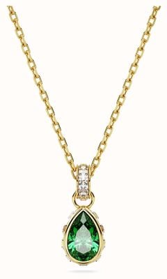 Swarovski Stilla Necklace | Gold-Tone Plated | Green Pear-Cut Crystal Pendant 5648751