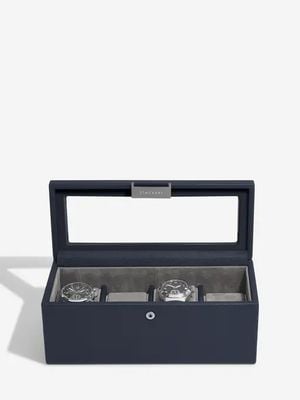 Stackers Four Piece Watch Box Navy Blue 76064