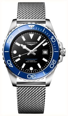 LONGINES HydroConquest Automatic (42mm) Black Lacquered Dial / Stainless Steel Mesh Bracelet L37884906