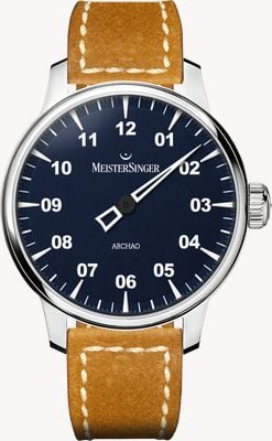 MeisterSinger Archao Automatic (43mm) Dark Blue Grained Dial / Tan Leather Strap AR908