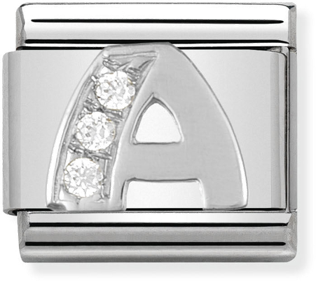 Nomination Classic Letter A Sterling Silver & Steel Cubic Zirconia Charm 330301/01