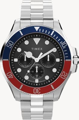 Timex Harborside Coast Multifunction (43mm) Black Sunray Dial / Stainless Steel Bracelet TW2Y33300
