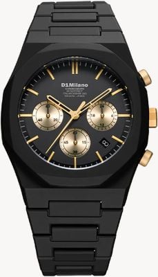 D1 Milano Polychrono Gilded Solar (40.5mm) Matte Black Dial / Black Polycarbonate Strap PHBJ16
