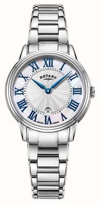 Rotary Dress Quartz (30mm) White Mother-of-Pearl Dial / Stainless Steel Bracelet LB05425/07