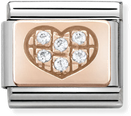 Nomination Classic Symbols In Stainless Steel With 9k Rose Gold And CZ White CZ Heart Charm 430302/01