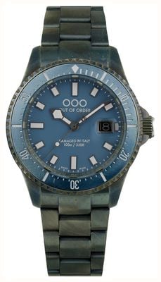 Out Of Order BLU MEDITERRANEO CASANOVA (44mm) Blue Dial / Ultra Distressed Stainless Steel Bracelet OOO.001-27.BL.BI