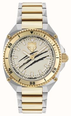 Plein Sport THUNDER FORCE 3-Hand (47mm) Champagne Dial / Two-Tone Stainless Steel Bracelet PS8BA0824