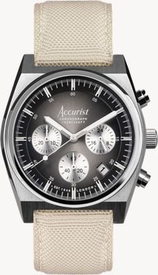 Accurist Men's Origin Quartz Chronograph (41mm) Black Dial / Cream Canvas Strap 70004