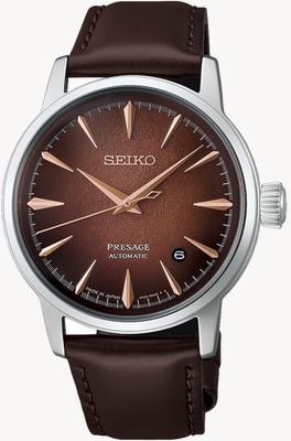 Seiko Presage Cocktail Time Crushed Ice ‘Whisky Mist’ (38.5mm) Brown Dial / Dark Brown Leather Strap HCB003J1