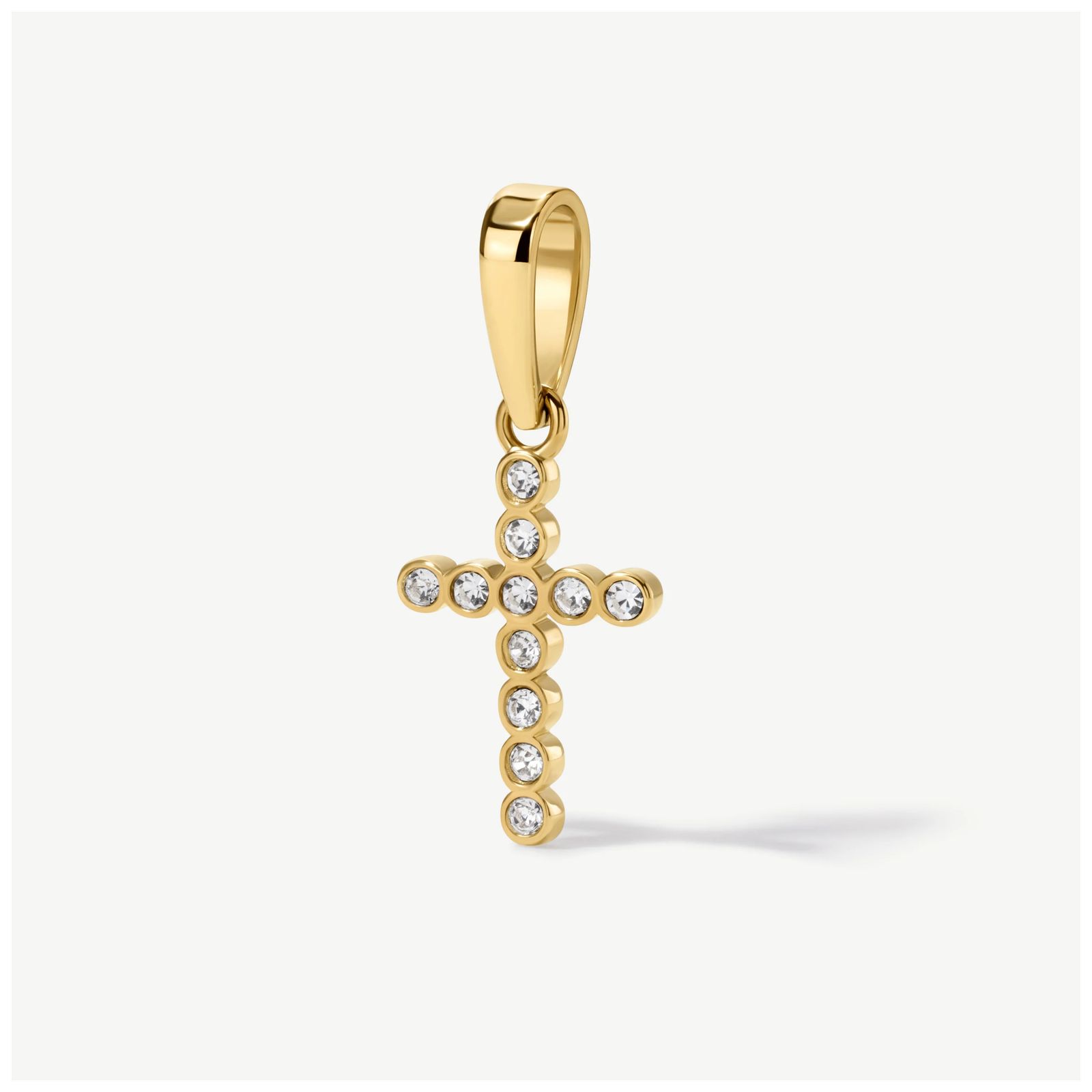 D.LOUISE CH-25 Gold Tone White Stone Bezel Cross Pendant Jewellery