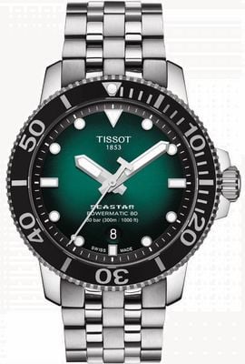 Tissot Seastar 1000 | Powermatic 80 | Green Dial | Stainless Steel Watch T1204071109101
