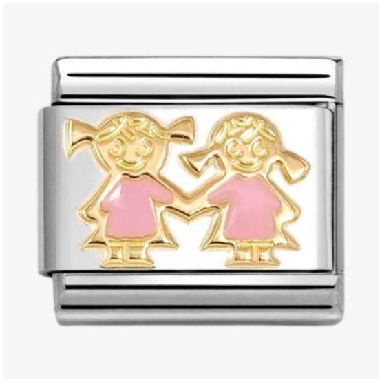 Nomination 030272/91 Classic Pink Sisters 18ct Gold Charm Jewellery