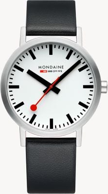 Mondaine Classic (40mm) White Dial / Black Vegan Grape Leather Strap A660.30360.16SBBV