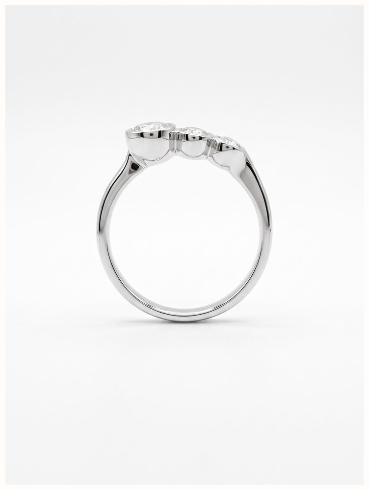 James Moore & Co 0.80ct Round Brilliant Natural Diamond 18ct White Gold Trilogy Ring J27779 - alternate view 3