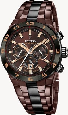 Festina Chrono Bike Special Edition (44.5mm) Brown Dial / Brown PVD Stainless Steel Bracelet Watch F20708/1