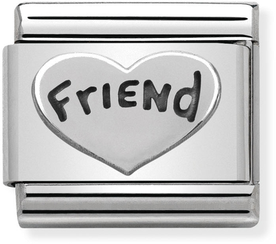 Nomination Classic Heart Friend Heart Oxidised Sterling Silver & Steel Charm 330101/18
