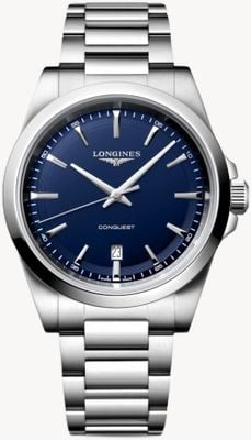 LONGINES Men's Conquest 41.00 mm Stainless Steel Date Display Quartz Watch L38604926