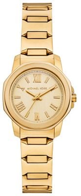 Michael Kors Prescott Gold Tone Stainless Steel Bracelet With Gold Dial MK7685