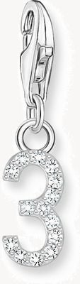 Thomas Sabo Silver Charm Pendant Number 3 With Zirconia 2127-051-21