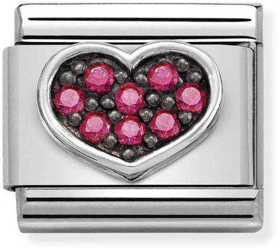Nomination Classic Fuchsia Heart Oxidised Sterling Silver & Steel Charm 330323/06