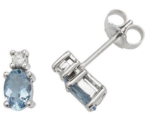 James Moore TH ED249WAQ 9k White Gold Oval Aquamarine Jewellery
